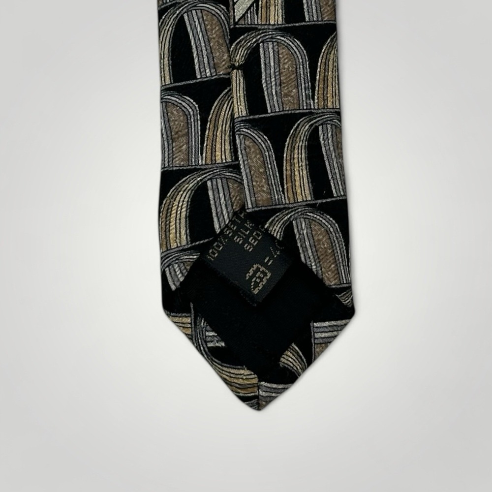 Ermenegildo Zegna Disegno Esclusivo Silk Neck Tie Mens Made in Italy Gold Silver - Picture 9 of 11